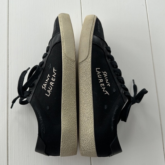 MEN’S YSL COURT CLASSIC SL/06 EMBROIDERED SNEAKERS IN CANVAS AND SMOOTH LEATHER - Picture 5 of 6